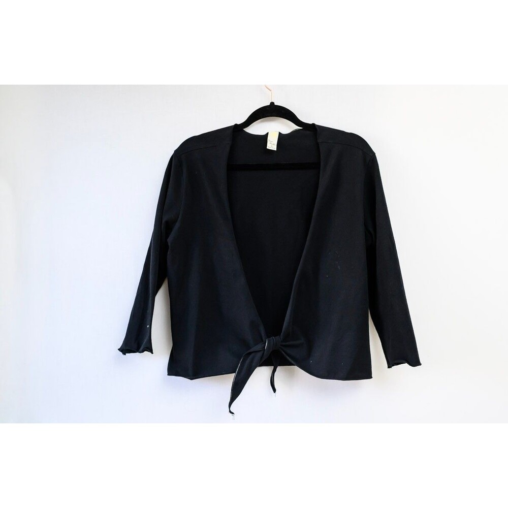 Sun Moda M Black tie front open cardigan top